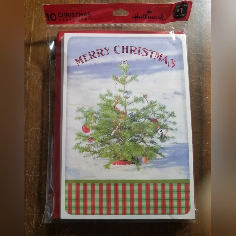Christmas 10 Pack Greeting Cards Tree Festive Holiday Family Friends Hallmark